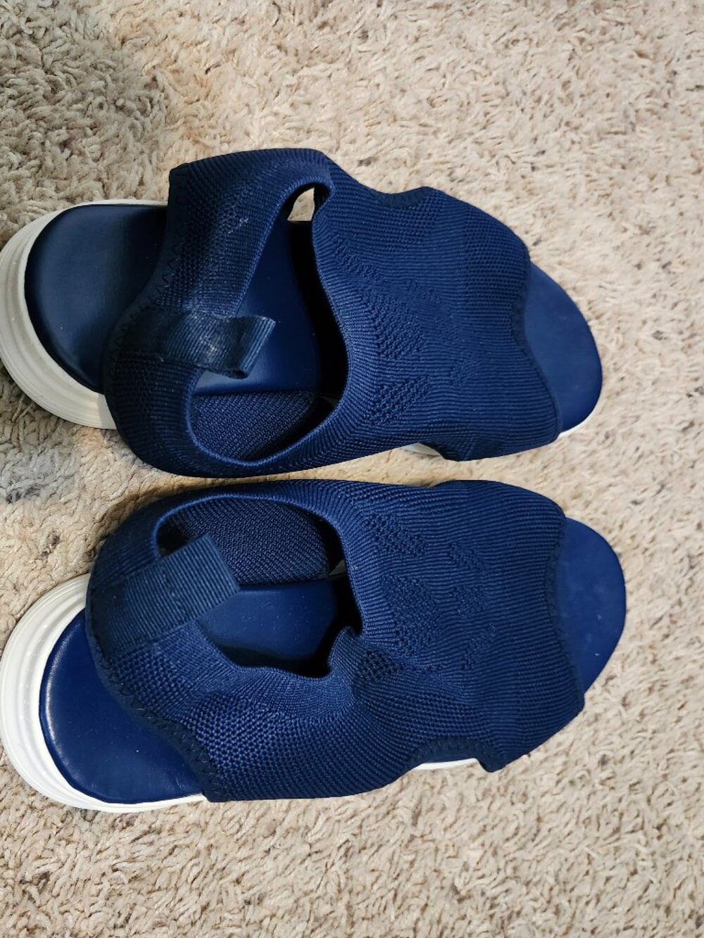 Blue Stretch Knit Slingback Platform Sandals Open Toe Comfort Shoes Sz 42 (US 10